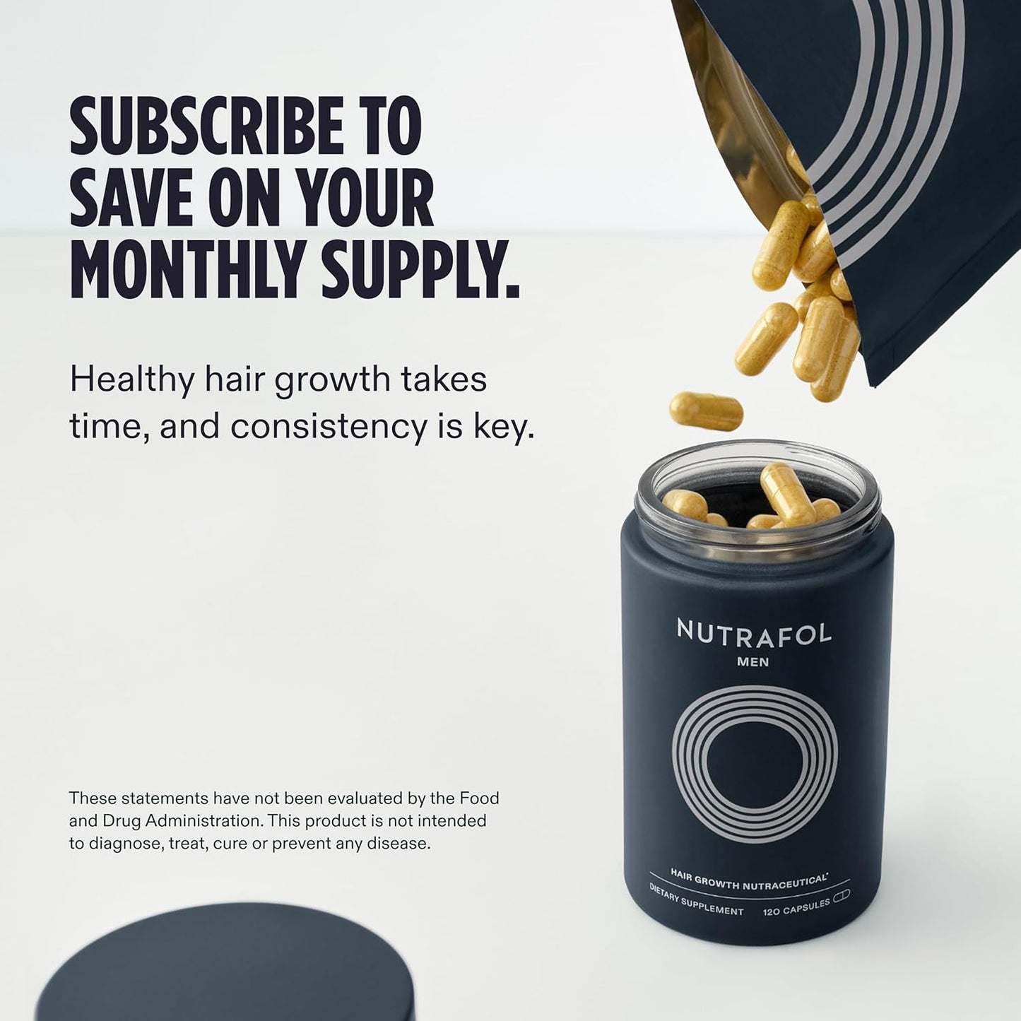 Nutrafol* Men Hair Growth Supplements Ages 18-49 for Thinning Hair Clinically Tested for Visibly Thicker Hair and Scalp Coverage Dermatologist Recommended